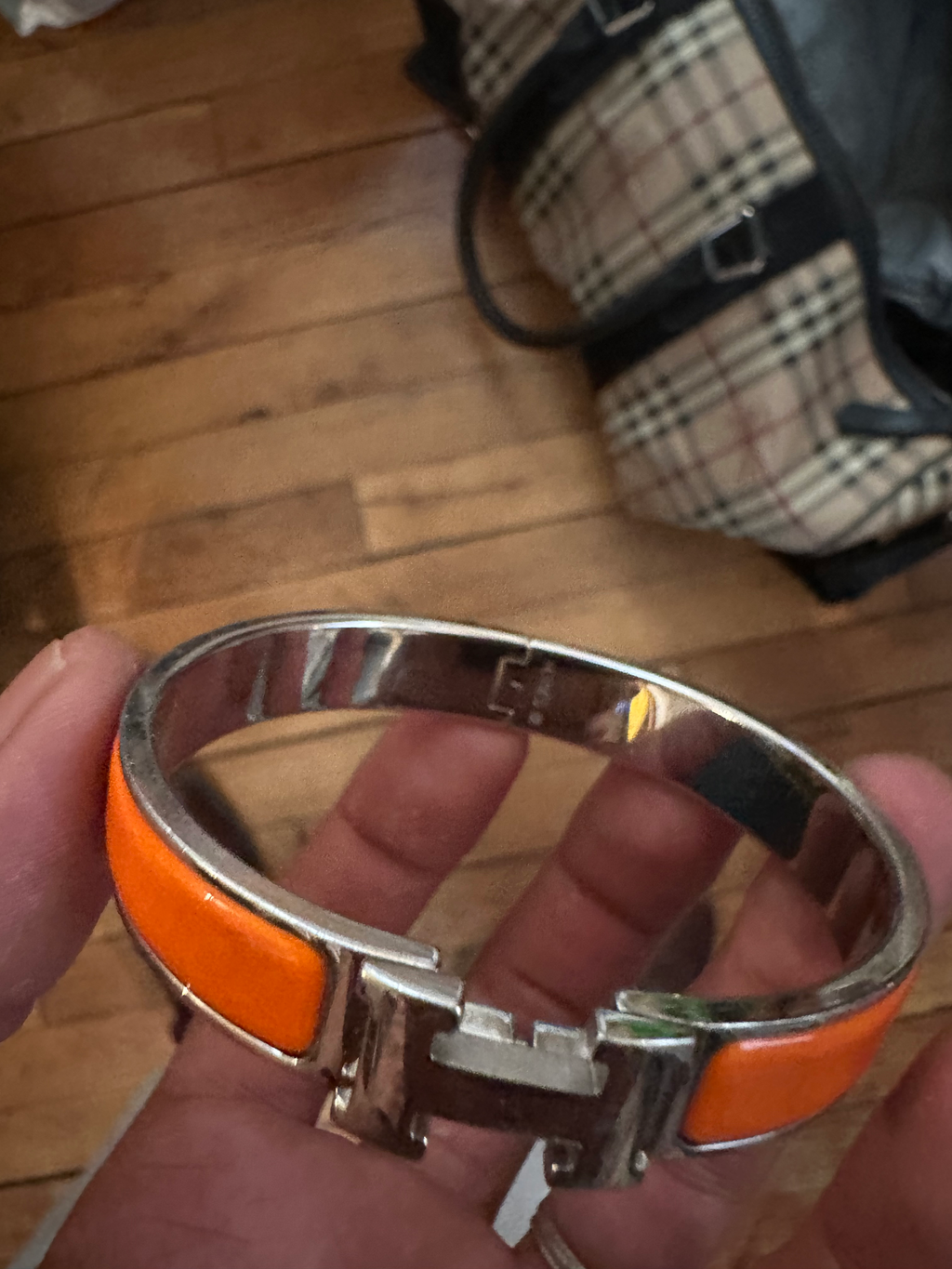 Bracelet Hermès Clic Clac H – Orange & Argent