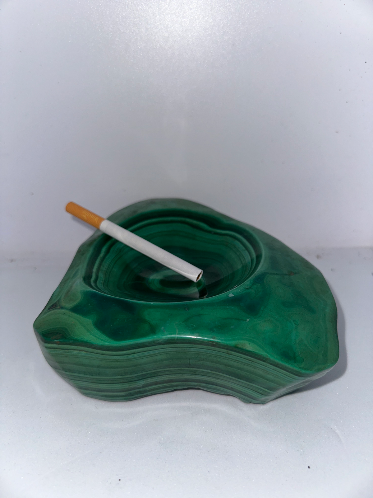 Superbe paire de Cendrier en malachite vintage
