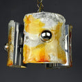 Suspension vintage en verre de Murano texturé et chrome – Italie, années 1970