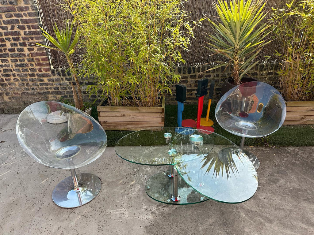 Table basse verre pied chromée