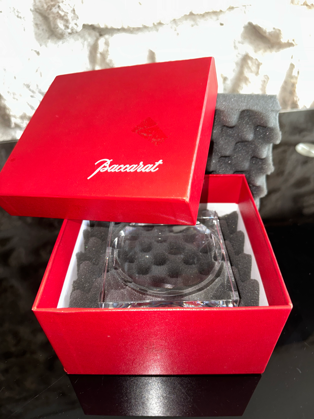 Cendrier carré vintage en cristal de Baccarat