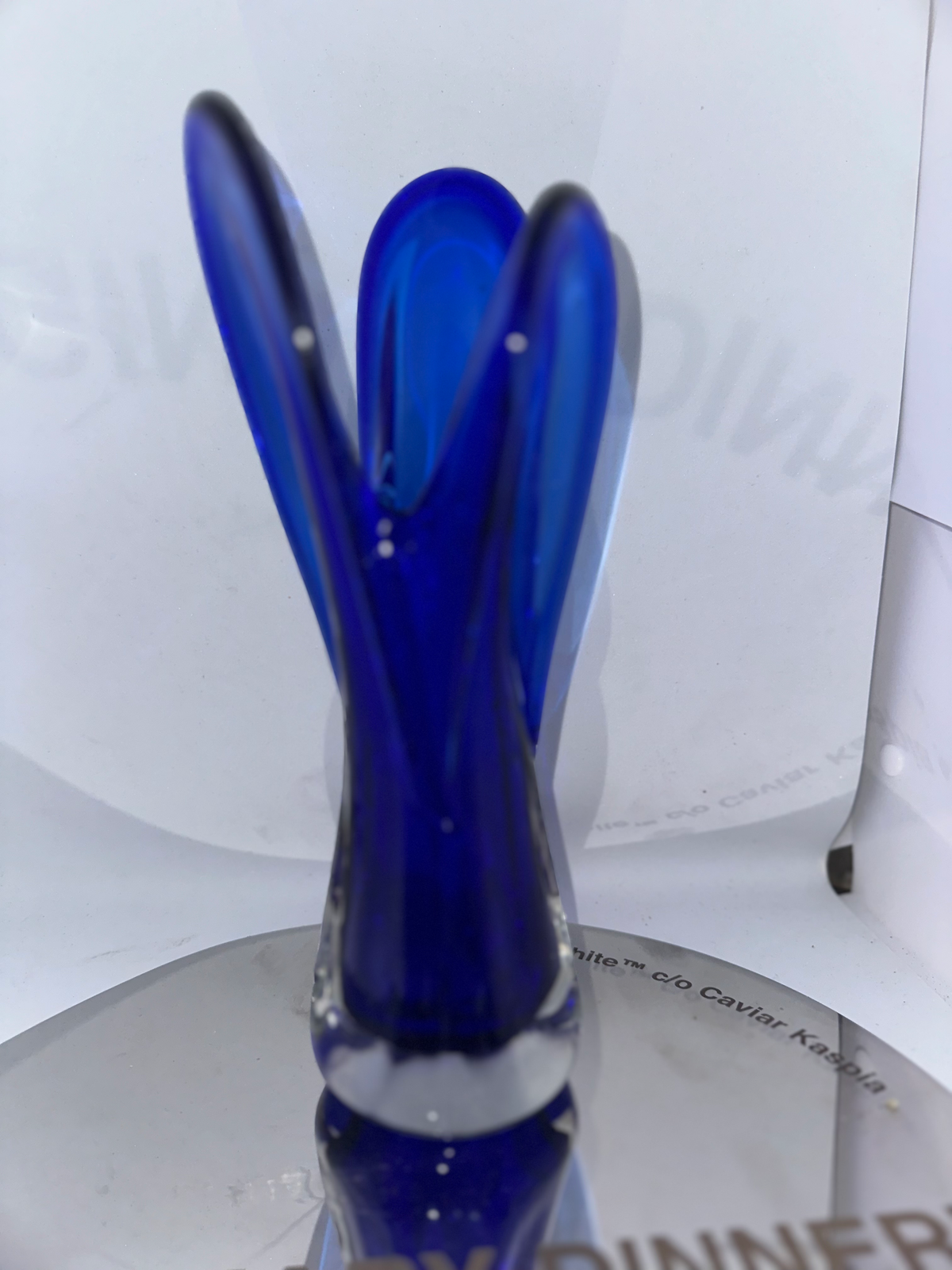 Vase Murano bleu vintage années 60 belle pièce d’art soufflé