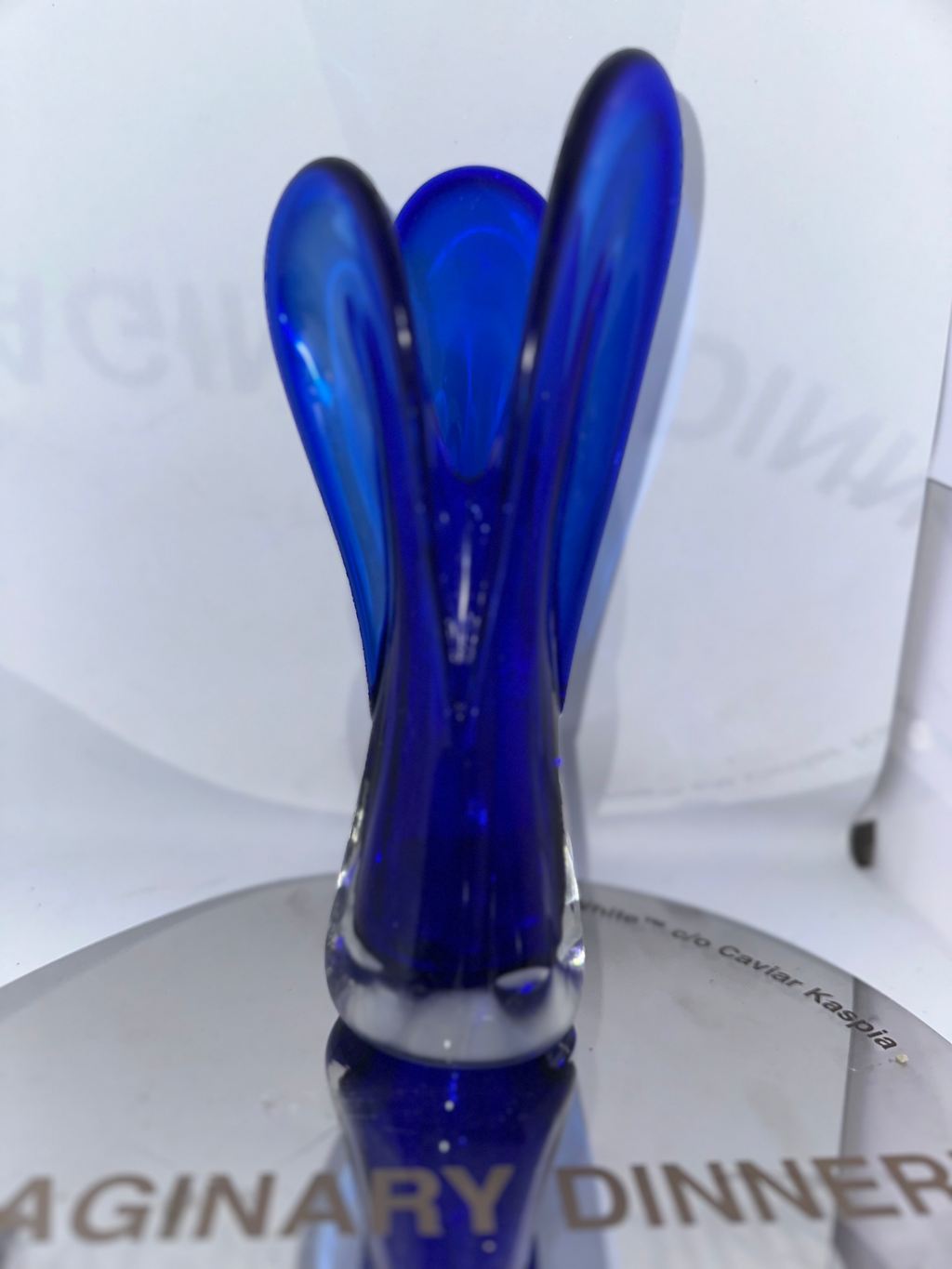 Vase Murano bleu vintage années 60 belle pièce d’art soufflé