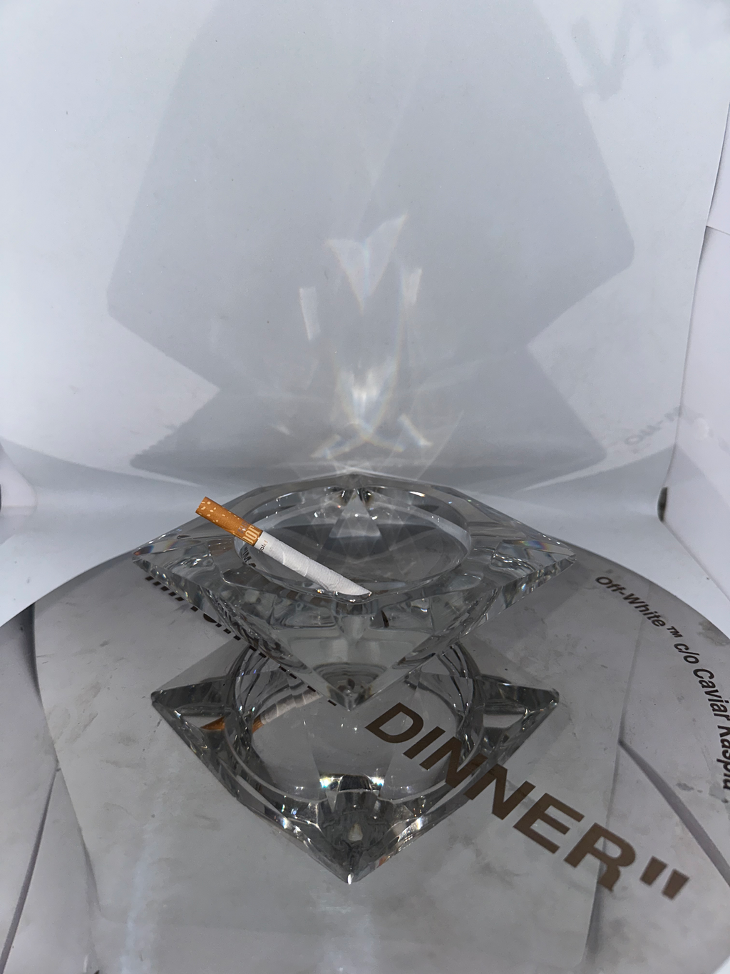 Cendrier Lourd en Cristal et Diamant de Val Saint Lambert