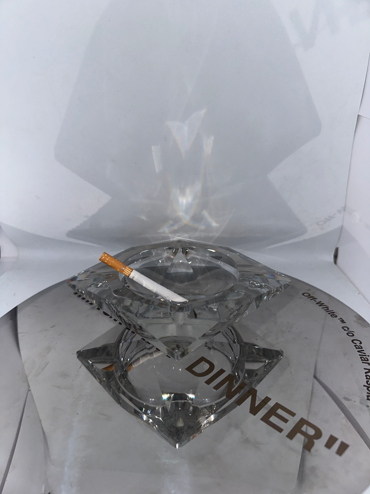 Cendrier Lourd en Cristal et Diamant de Val Saint Lambert
