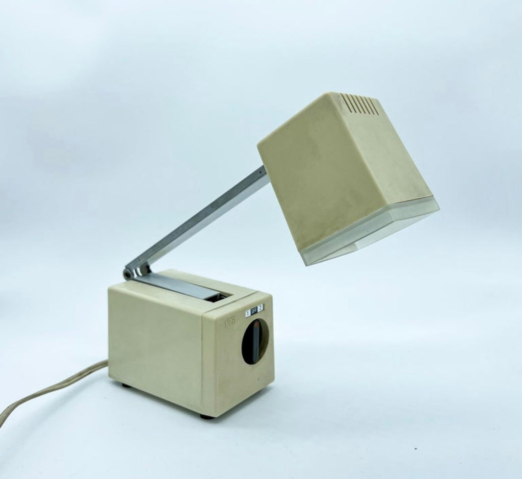 Lampe de table télescopique vintage Kreo Lite modèle NA 270, en plastique blanc