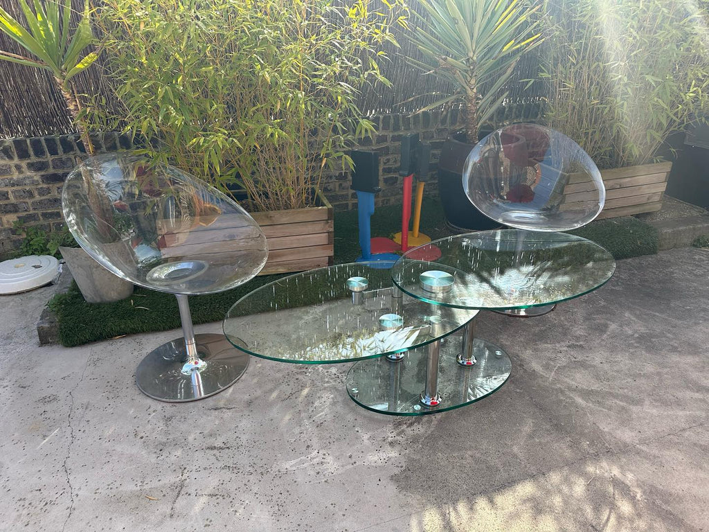 Table basse verre pied chromée