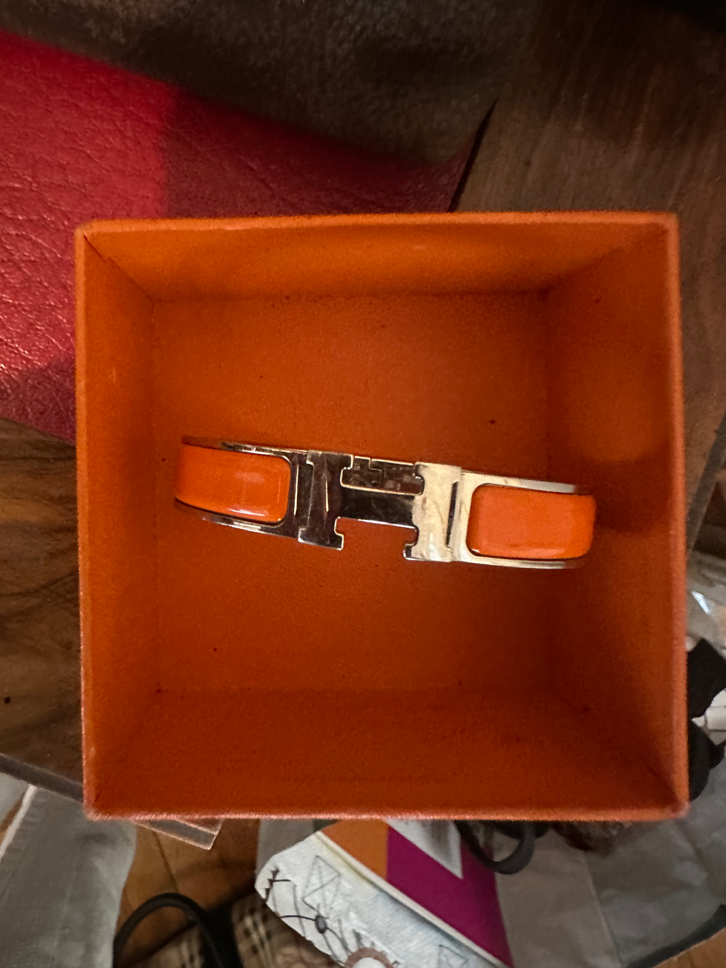 Bracelet Hermès Clic Clac H – Orange & Argent