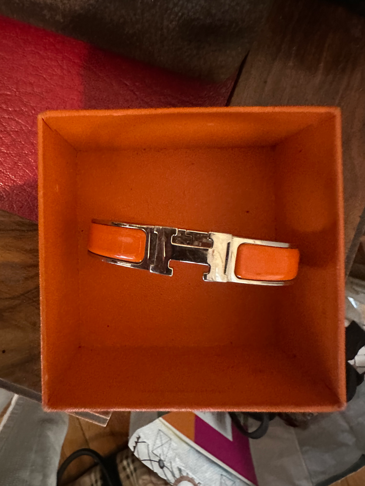 Bracelet Hermès Clic Clac H – Orange & Argent