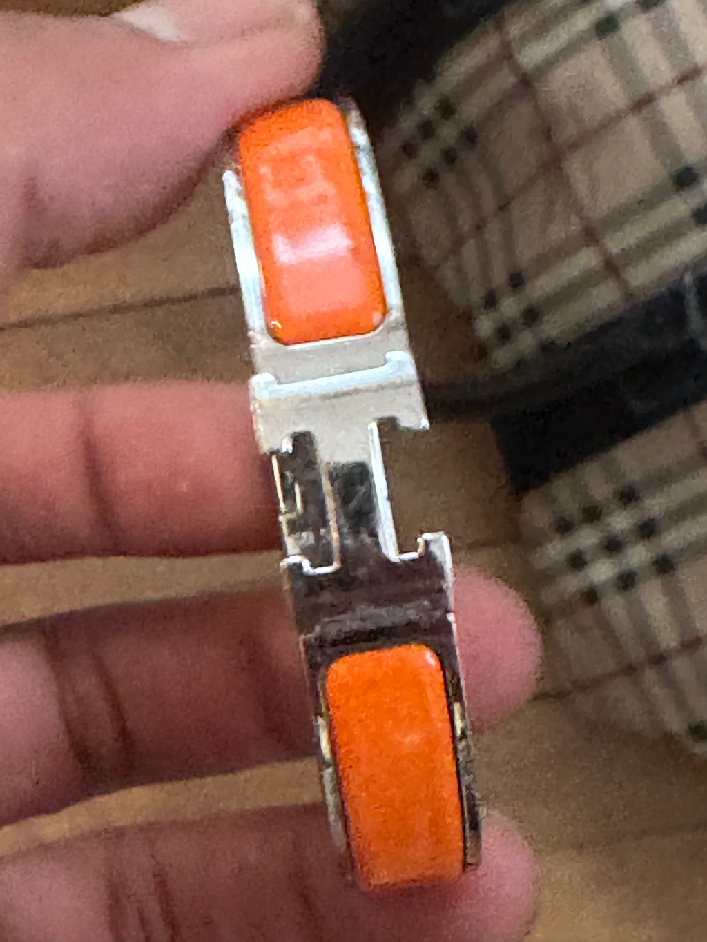 Bracelet Hermès Clic Clac H – Orange & Argent