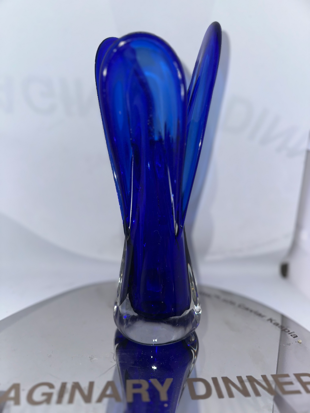 Vase Murano bleu vintage années 60 belle pièce d’art soufflé