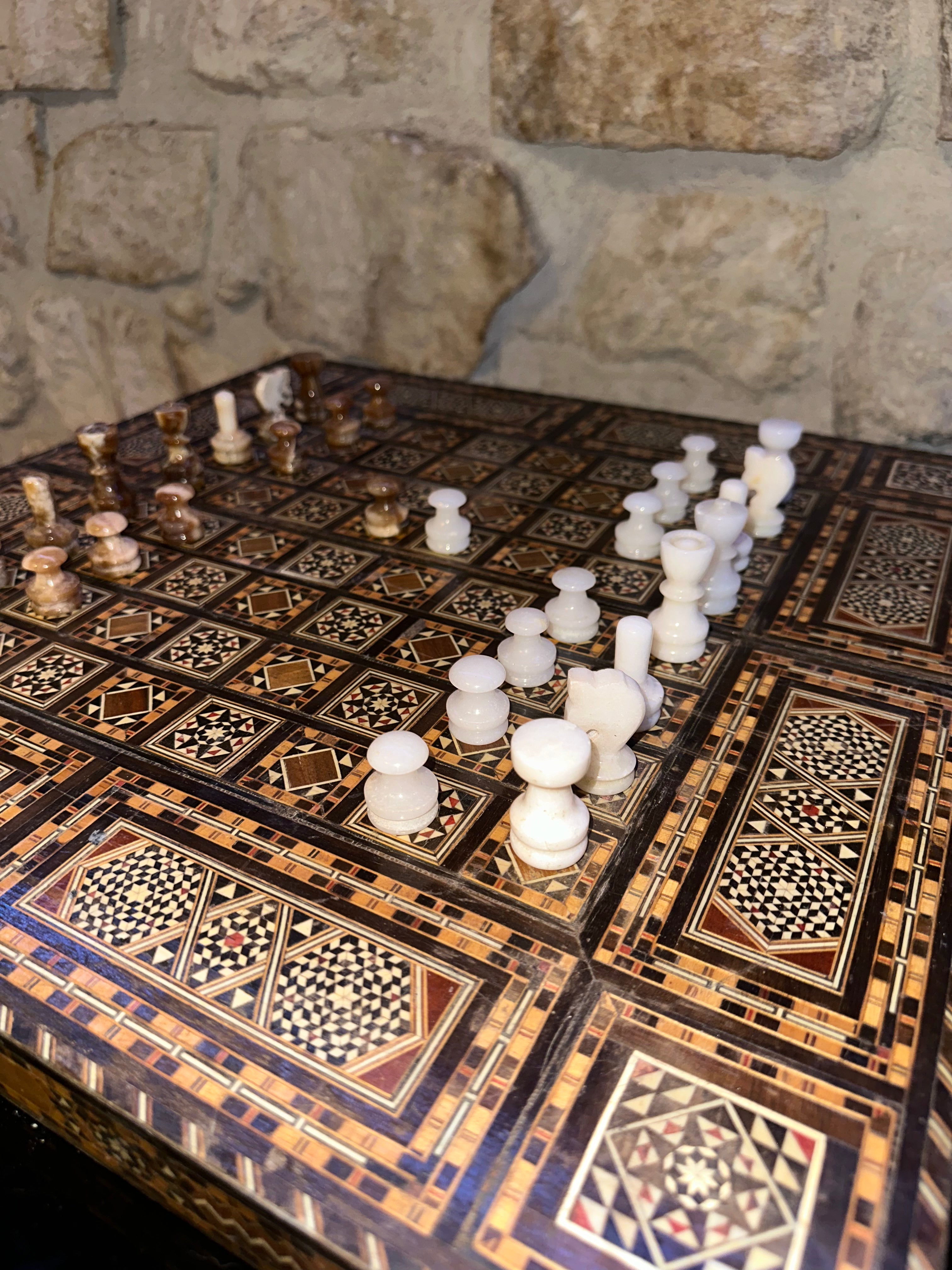 Coffret De Backgammon Marquetée Arabesque XX Siècles