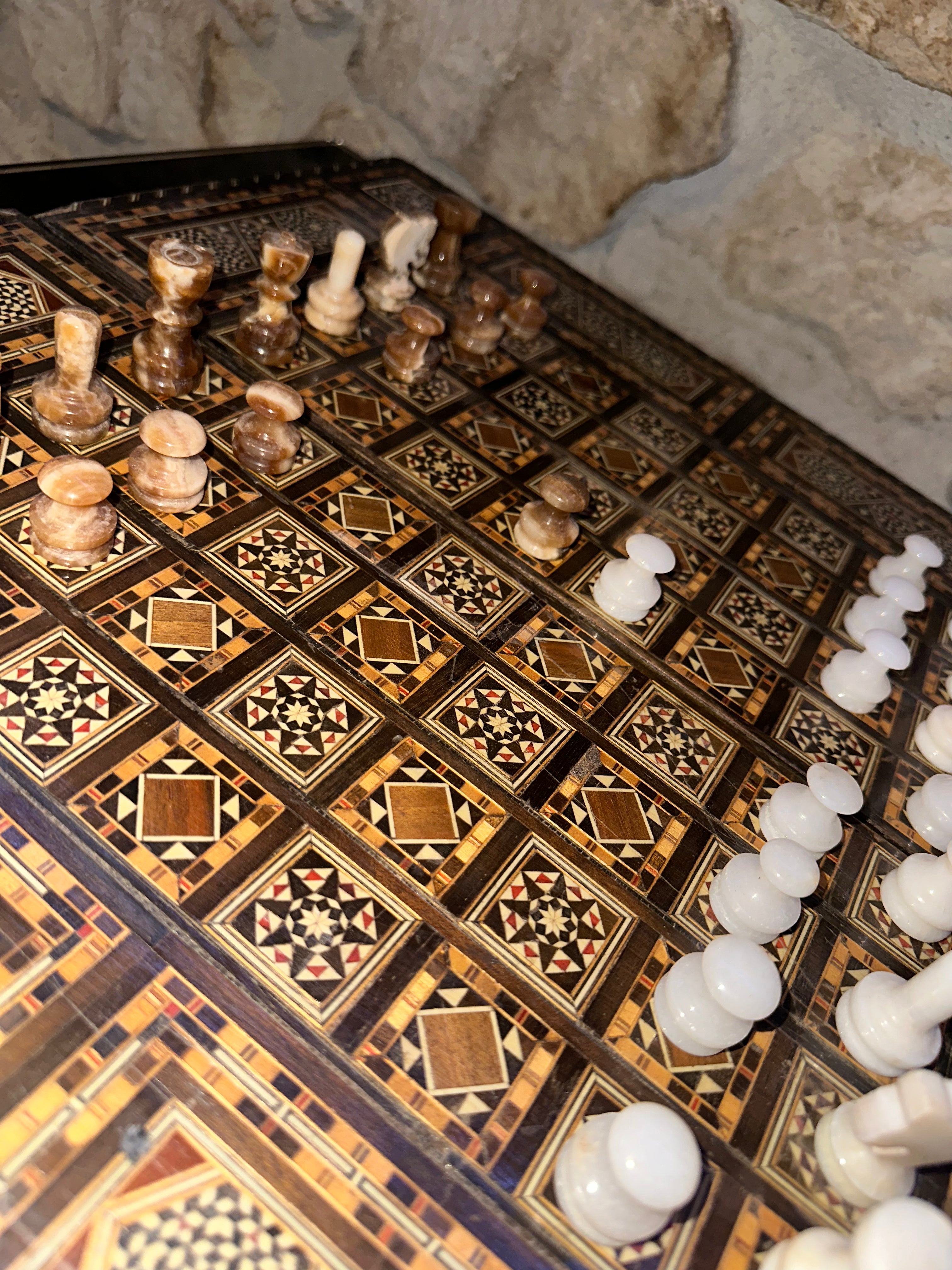 Coffret De Backgammon Marquetée Arabesque XX Siècles