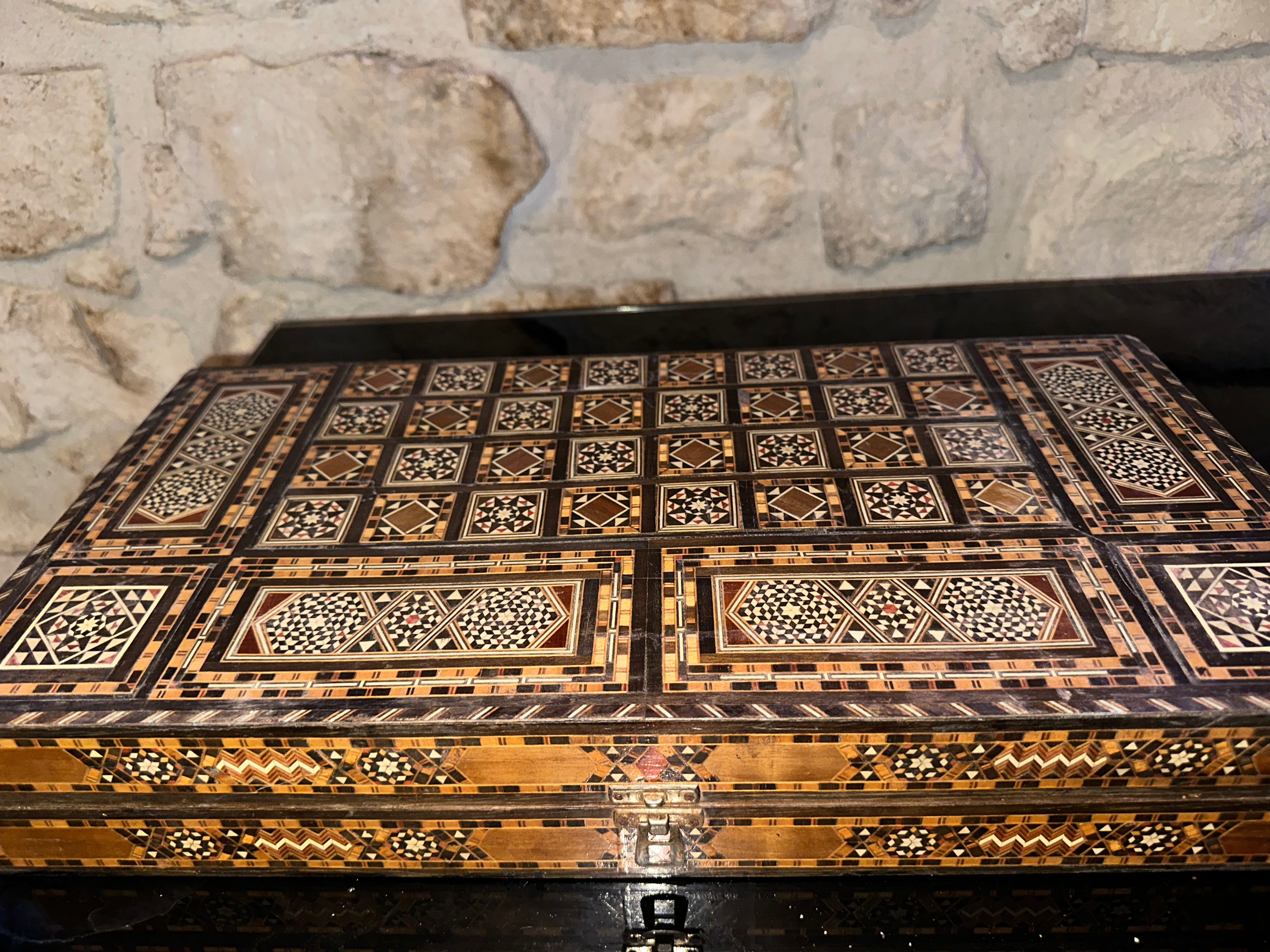 Coffret De Backgammon Marquetée Arabesque XX Siècles